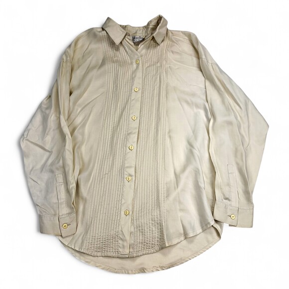 Rafaella Tops - Rafaella Cream Pintuck Button-Down Blouse Size 10